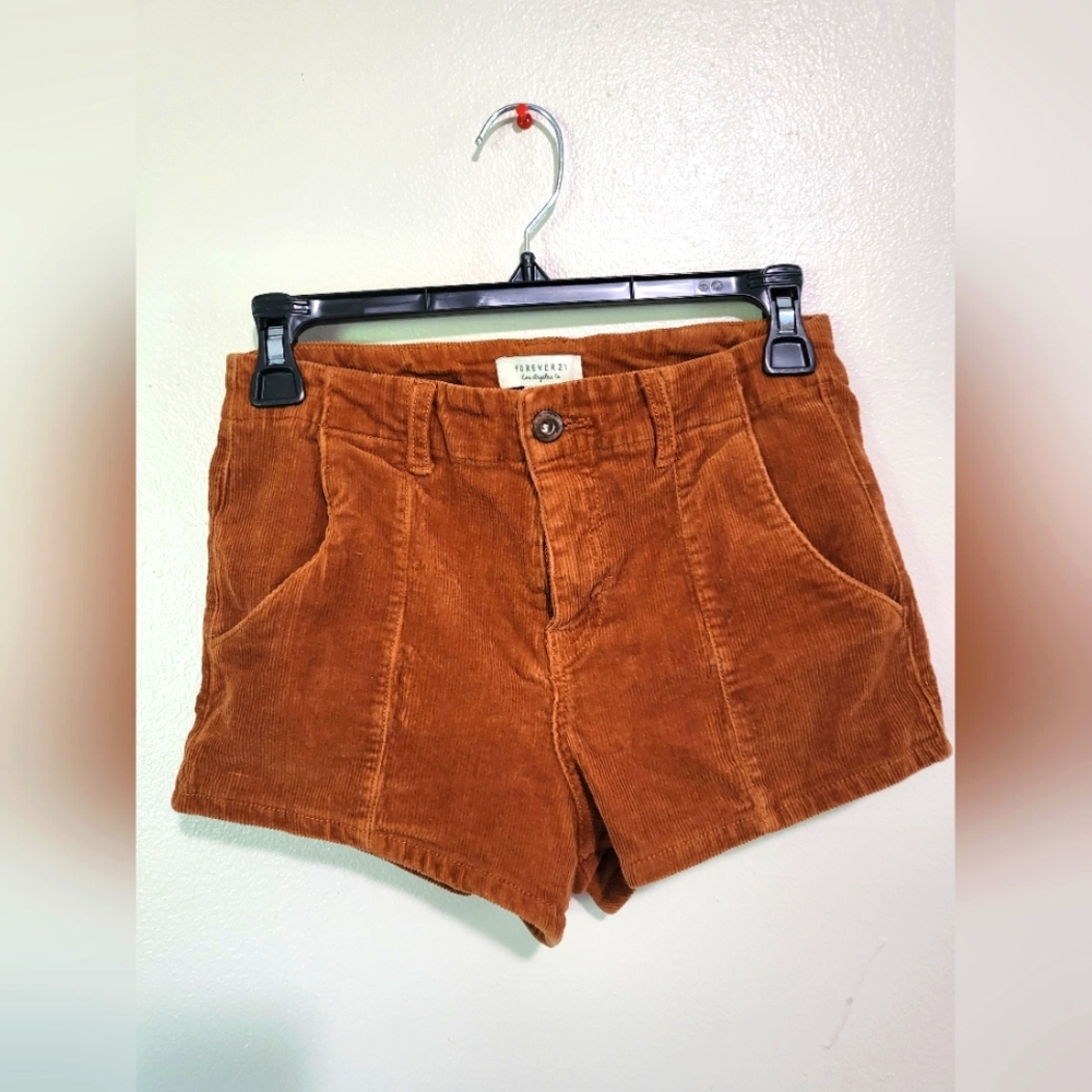 Forever 21 Corduroy High Waist Shorts in Rust Micro Low Rise Stretch 0 2 Small